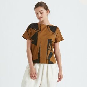 Black Crane boat neck top, XS